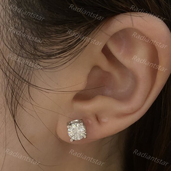 NEW Certified 2ct. t.w. Moissanite 4 Prone Stud Earrings - Picture 4 of 7